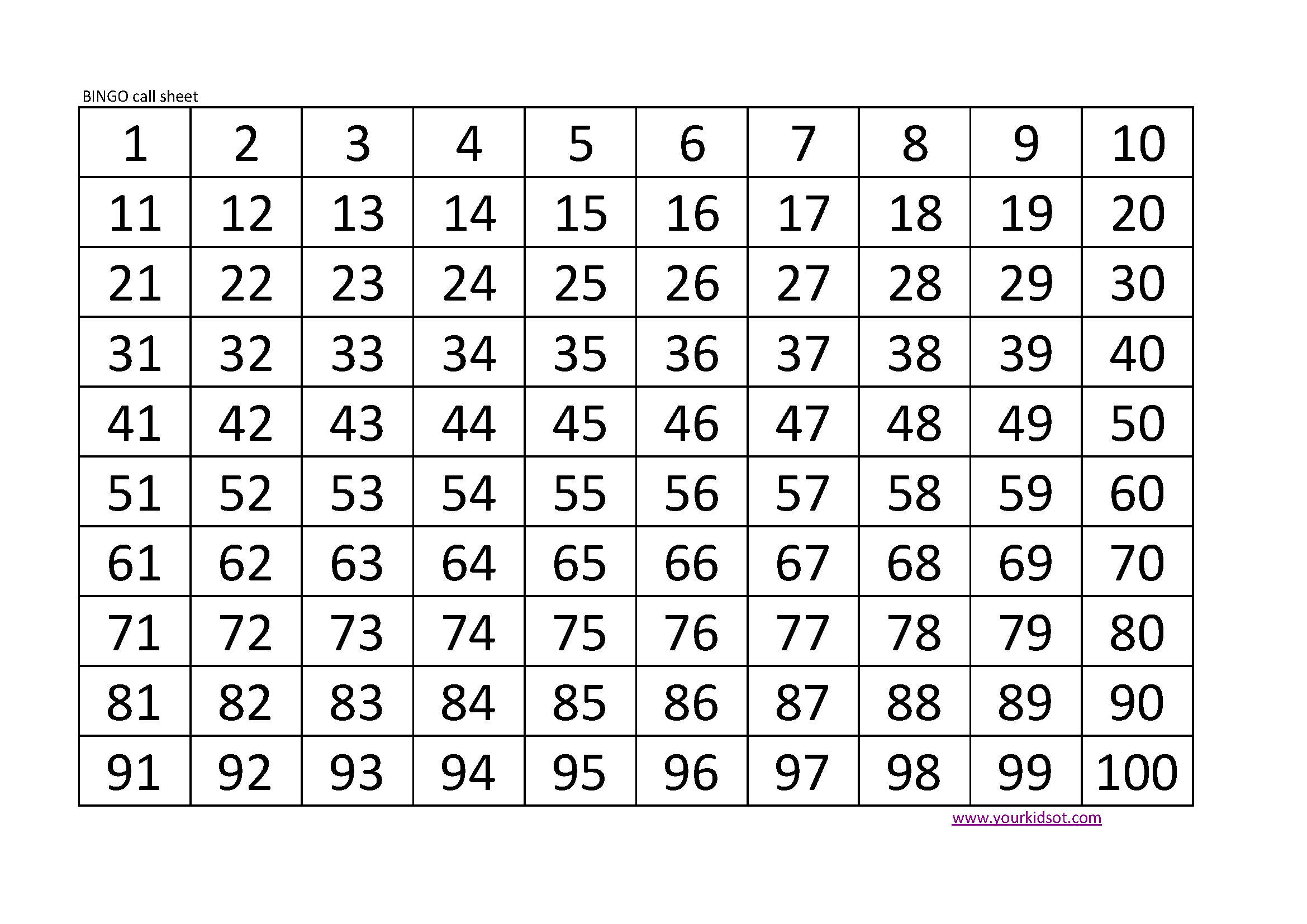 Free Printable Bingo Calling Numbers FREE PRINTABLE TEMPLATES