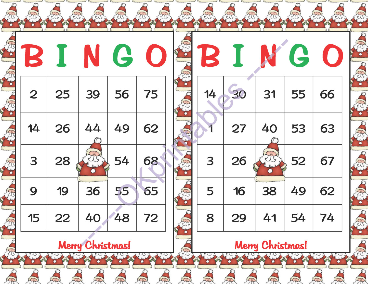 25 Free Printable Christmas Bingo Cards