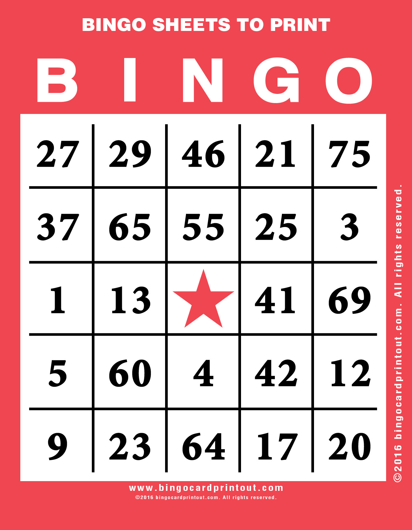 free bingo paper game cards