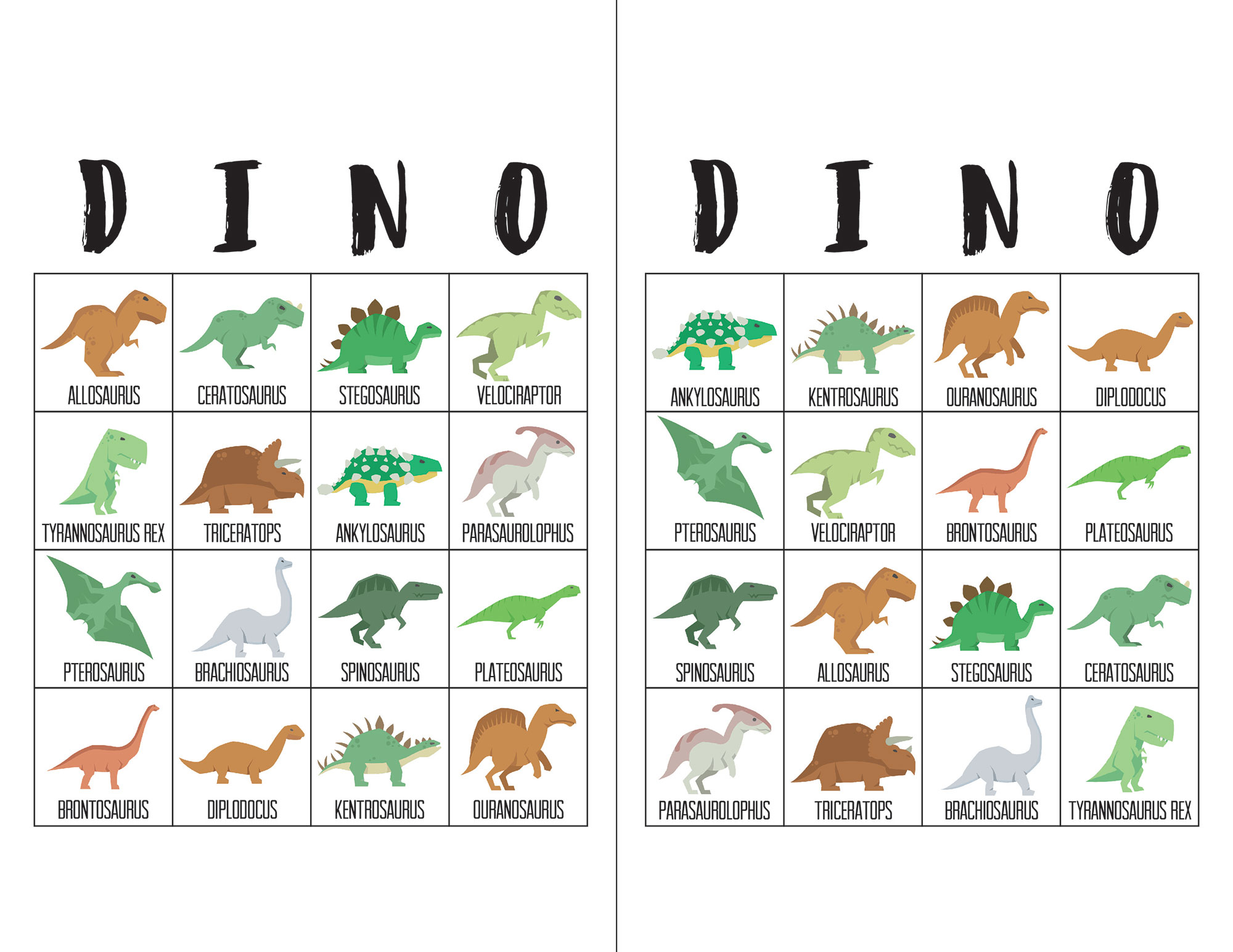 Dinosaur Bingo Cards The Okie Home