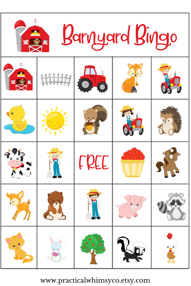 Farm Bingo Free Printable Printable Bingo Cards