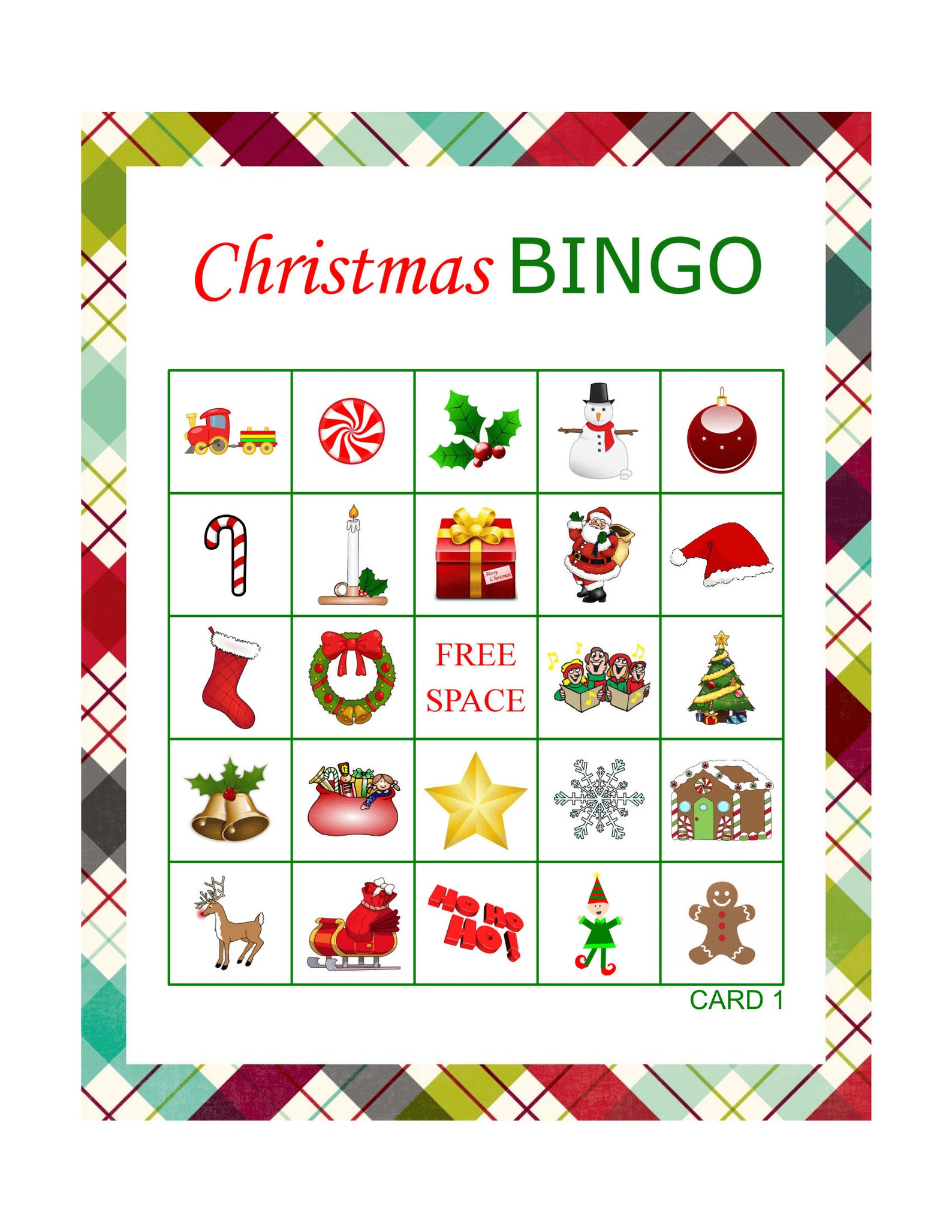 50 Printable Christmas Bingo Cards 1 Per Page Fun 