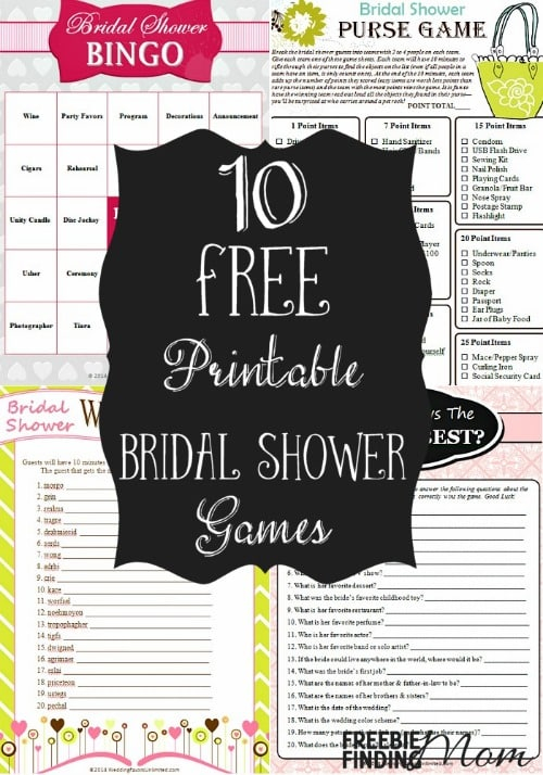 10 FREE Printable Bridal Shower Games