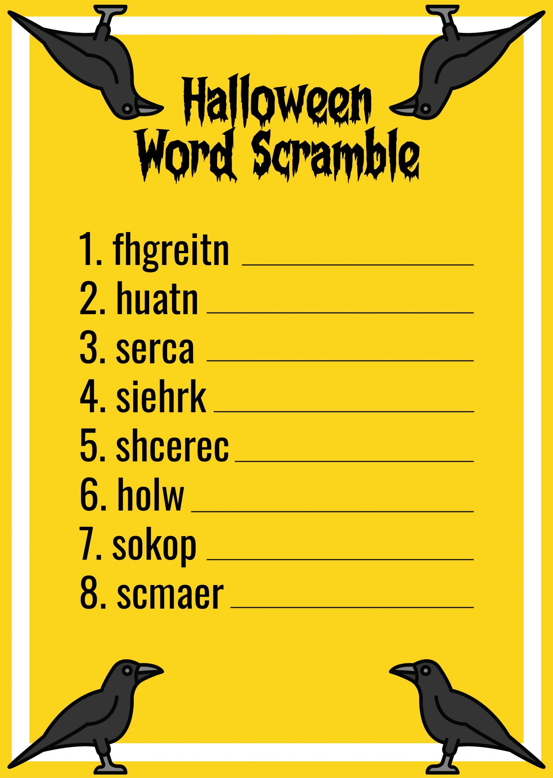 6 Best Free Printable Halloween Word Games Printablee