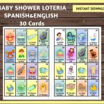 Baby Shower Loteria 30 Cards Spanish English Loteria Cards