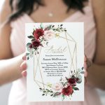 Burgundy Blush Bridal Shower Invitation Geometric Shower