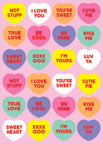 Candy Hearts Love You Valentine Stickers