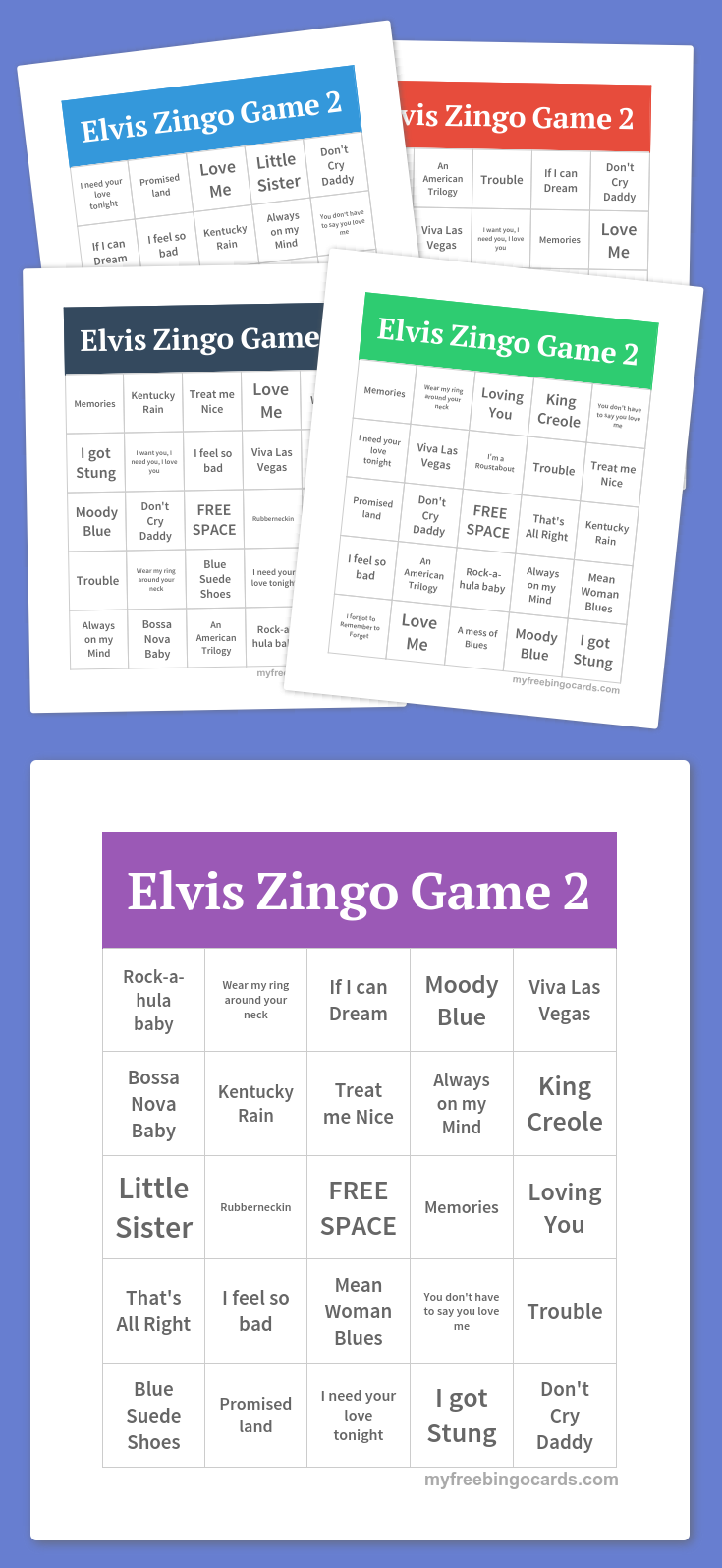 Elvis Zingo Game 2 Bingo Bingo Cards Free Bingo Cards 