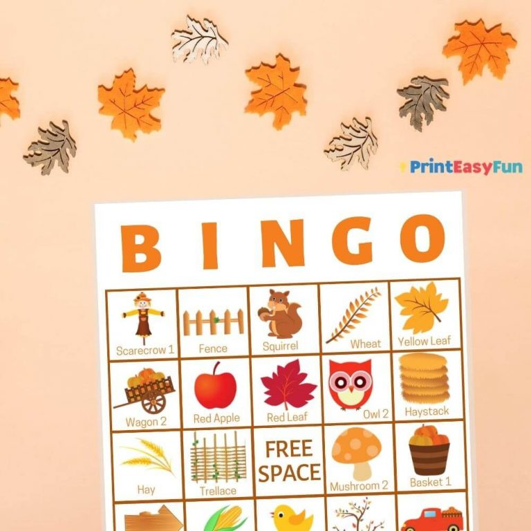 Fall Bingo Printable Cards For Large Groups Easy Print 