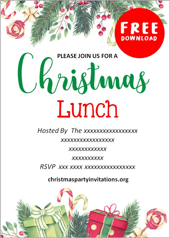 Free Printable Christmas Luncheon Invitations Templates 2020