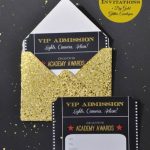 Free Printable Oscar Party Invitations DIY Gold Glitter