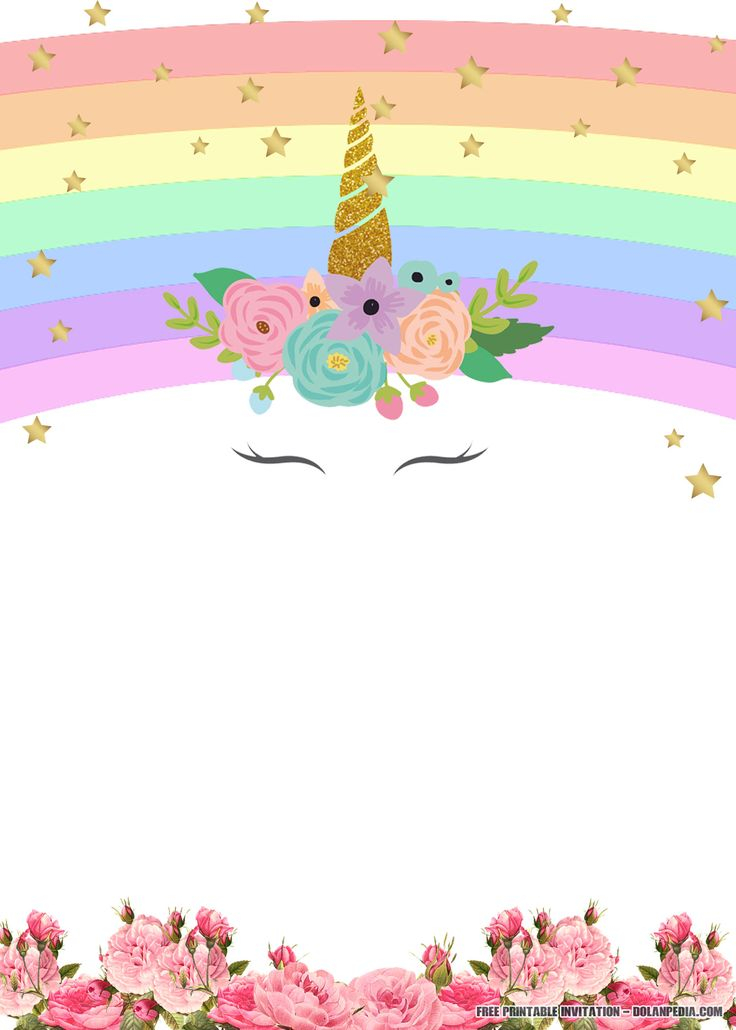 FREE Printable Unicorn Rainbow Invitation Template 