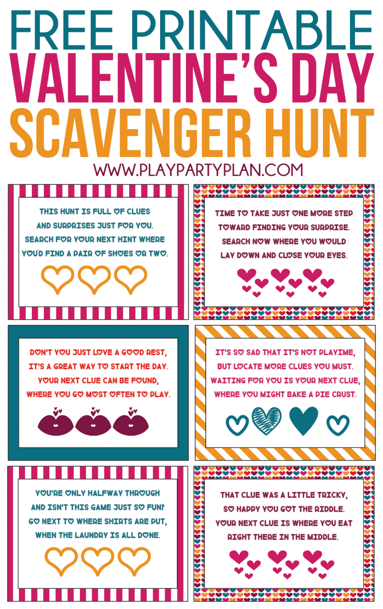 Free Printable Valentine s Day Scavenger Hunt Kids