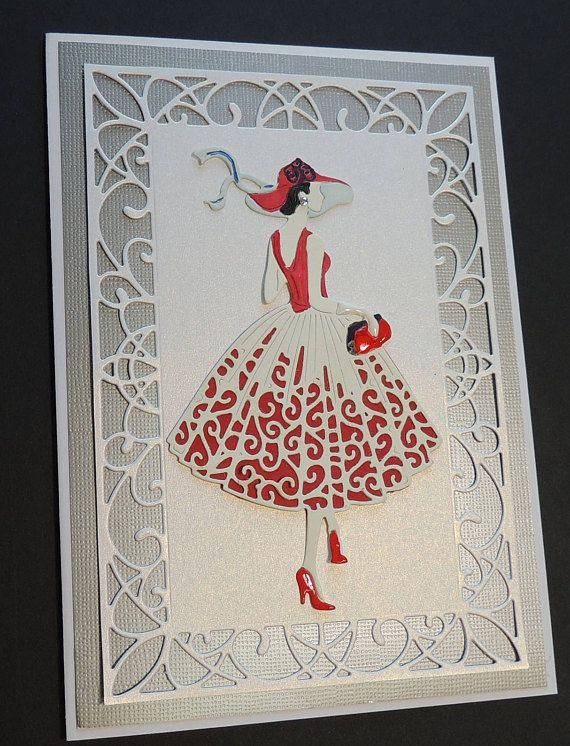 Handmade Card Lady In A Red Dress Birthday Card Any Etsy 