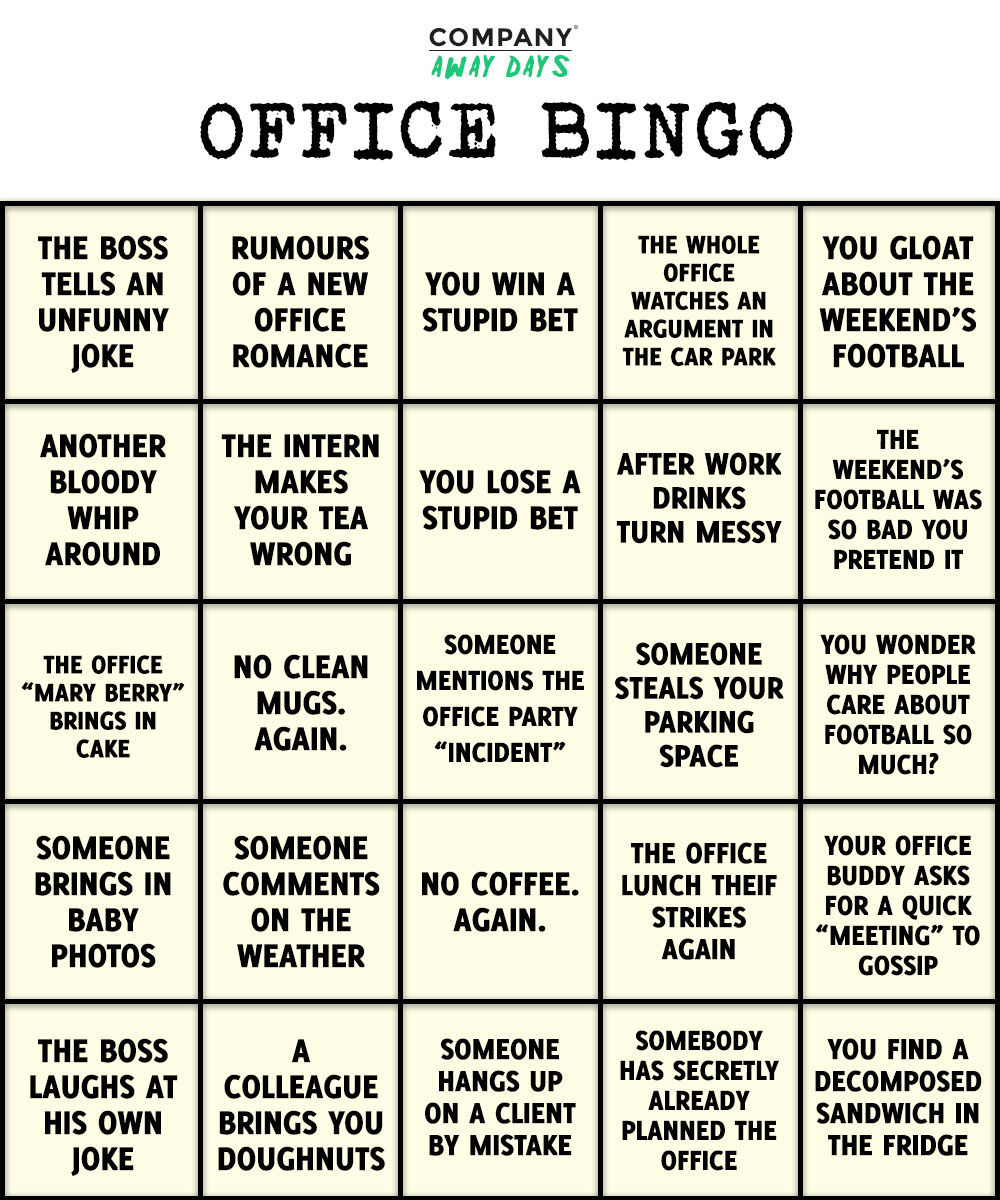 How To Play Office Bingo Company Away Days