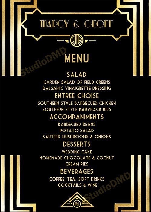 Image Result For Free Great Gatsby Menu Template Menu 