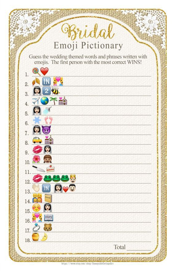 Instant Download EMOJI Pictionary Bridal Game Rustic 