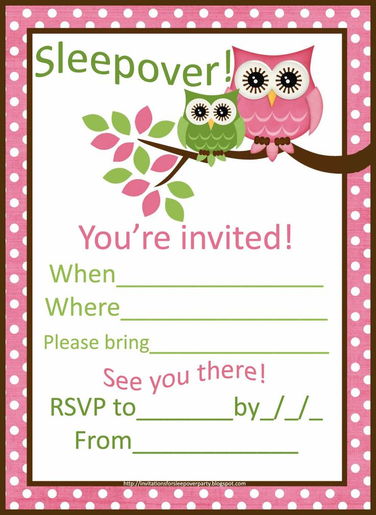 INVITATIONS FOR SLEEPOVER PARTY Sleepover Invitations 