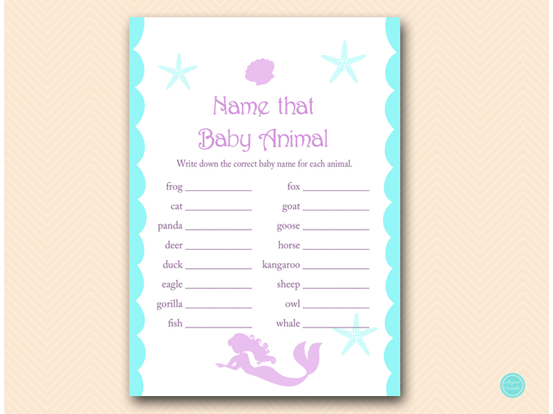 Mermaid Baby Shower Games Magical Printable