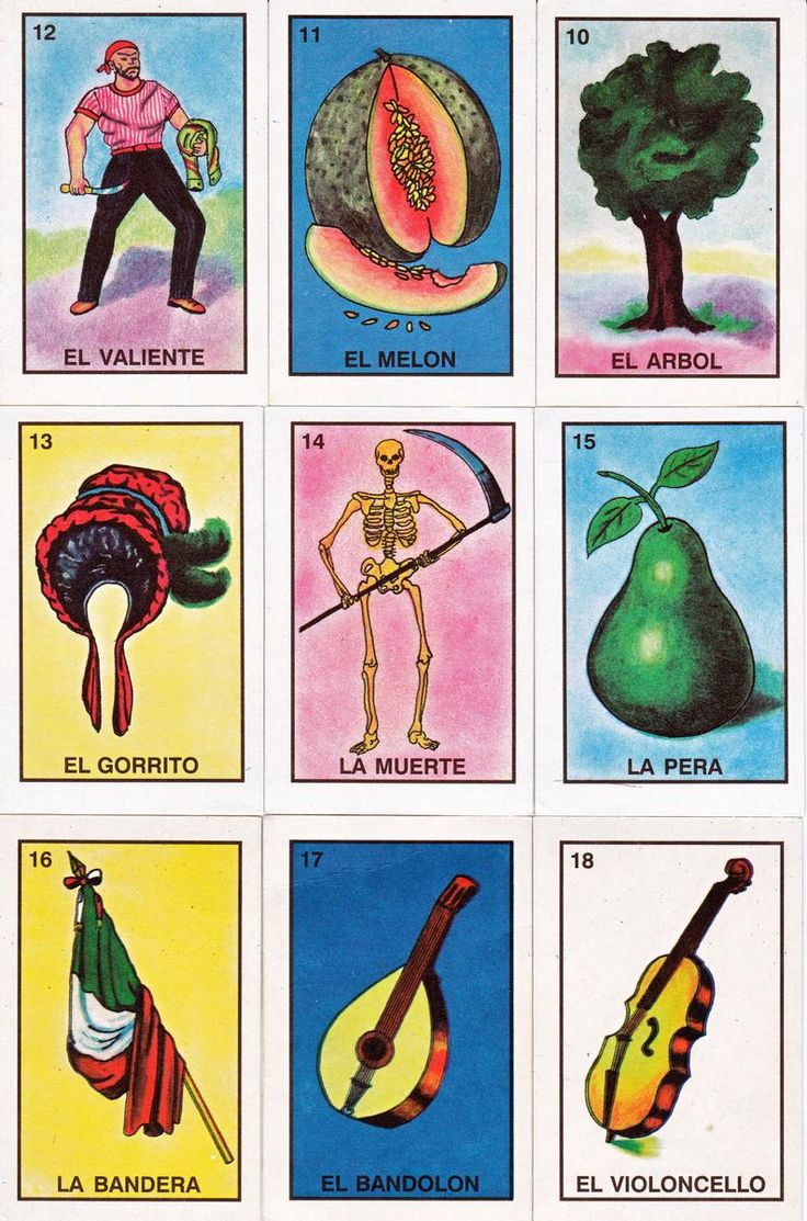 Mexican Loteria Cards Six Pages Of Different Cards 