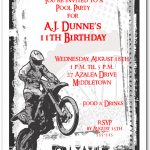 Motocross Grunge Invitation Motorcycle Birthday Invitation