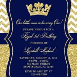 Prince Birthday Party Invitation Royal Blue Gold Birthday