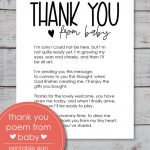 Printable Thank You Poem From Baby 8x10 Sign In 2020