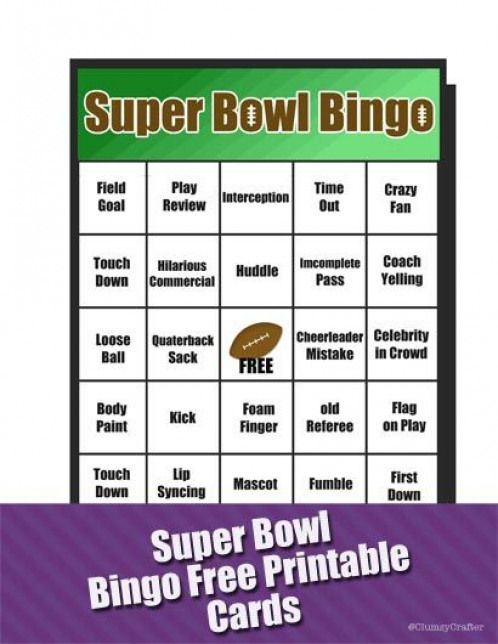 Super Bowl Bingo Game Great Addition To Superbowl Parties 