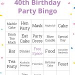 40th Birthday Party Bingo