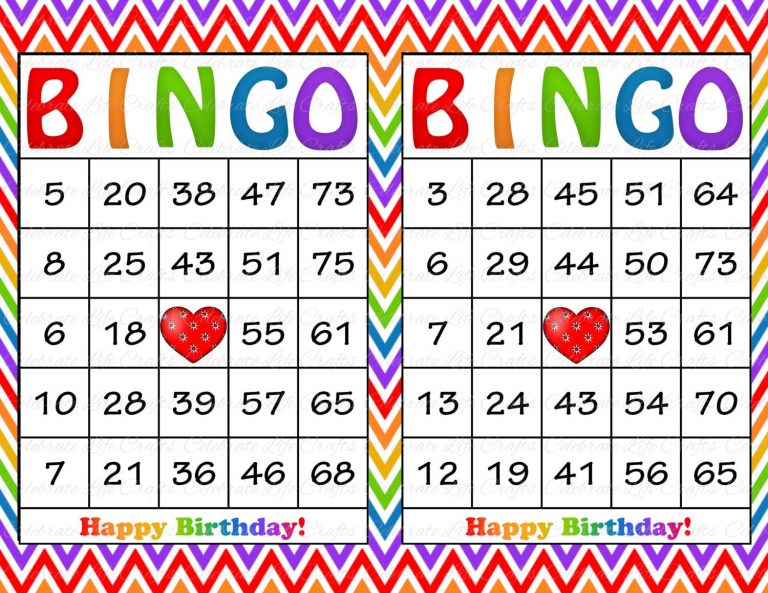 60 Rainbow Birthday Printable Bingo Cards Instant Download