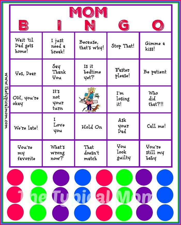 Free Mom Bingo Printable Game The Typical Mom