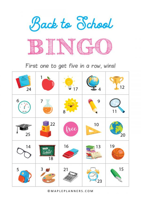 Free Printable Back To School Bingo Game Cards Back To 