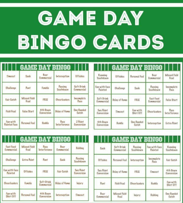 Free Printable Football Bingo Cards In 2020 Super Bowl 