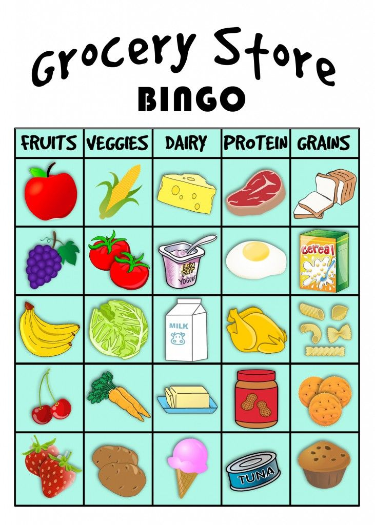 Grocery Store BINGO Food Groups For Kids Preschool 