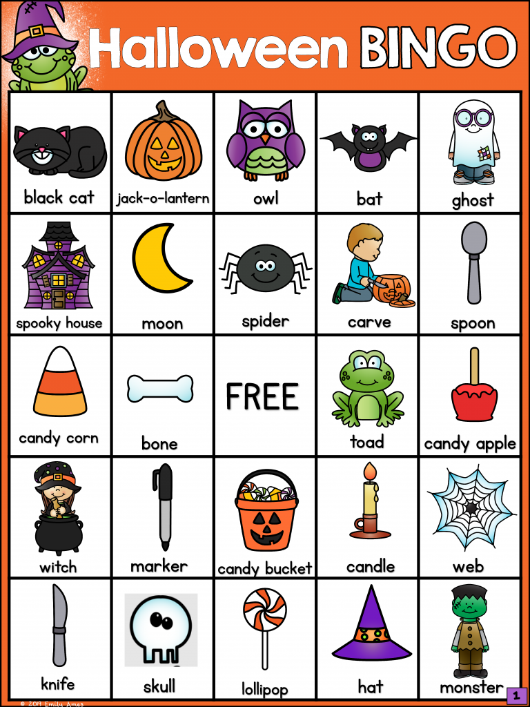 Halloween Bingo With Halloween Vocabulary And Kid friendly