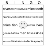 Irregular Plural Noun Bingo Card