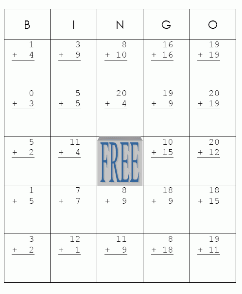 Math Facts Bingo Cards Have Children Complete The 