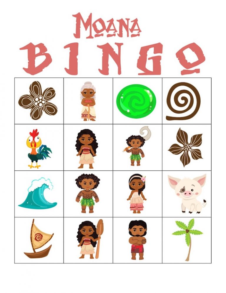 Moana Bingo Game Printable Instant Download Moana Birthday