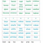 Plurals Bingo Cards English Esl Worksheets For Distance