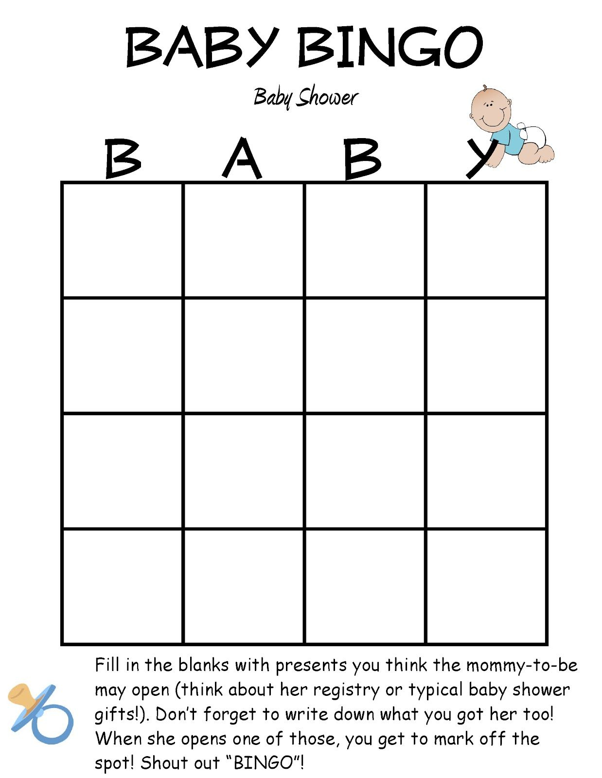 Printable Blank Baby Shower Bingo Cards Printable Bingo 