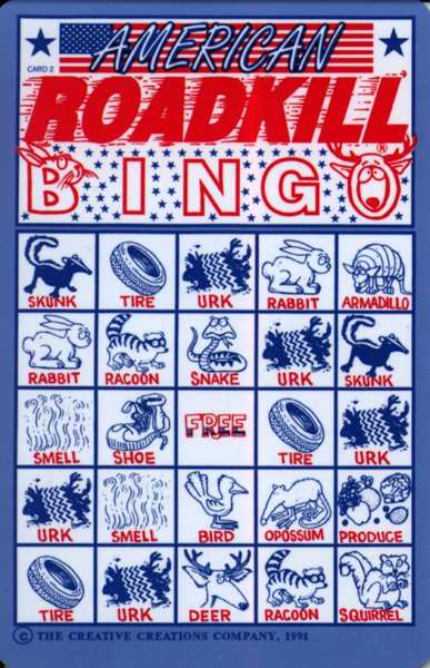 ROADKILL BINGO CO BOARD GAMES