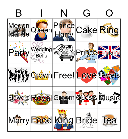 Royal Wedding Bingo Card