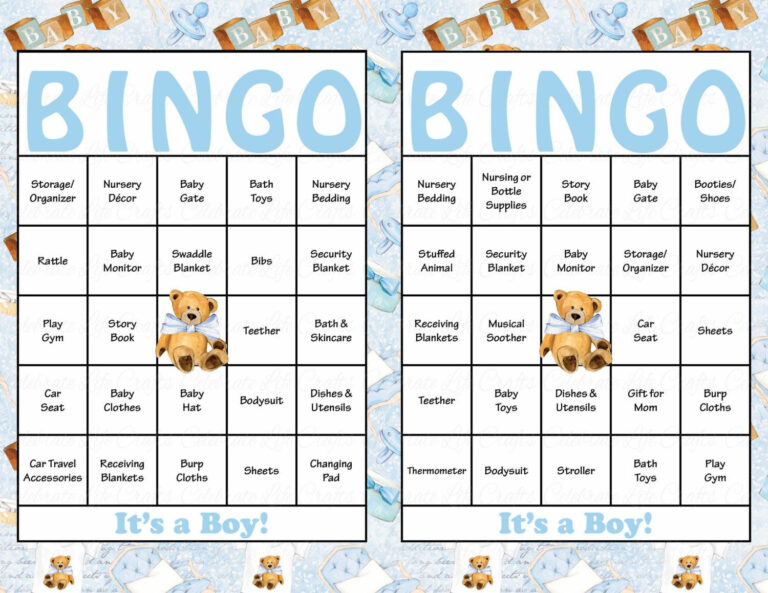 100 Teddy Bear Baby Shower Bingo Cards 100 Unique Prefilled Etsy