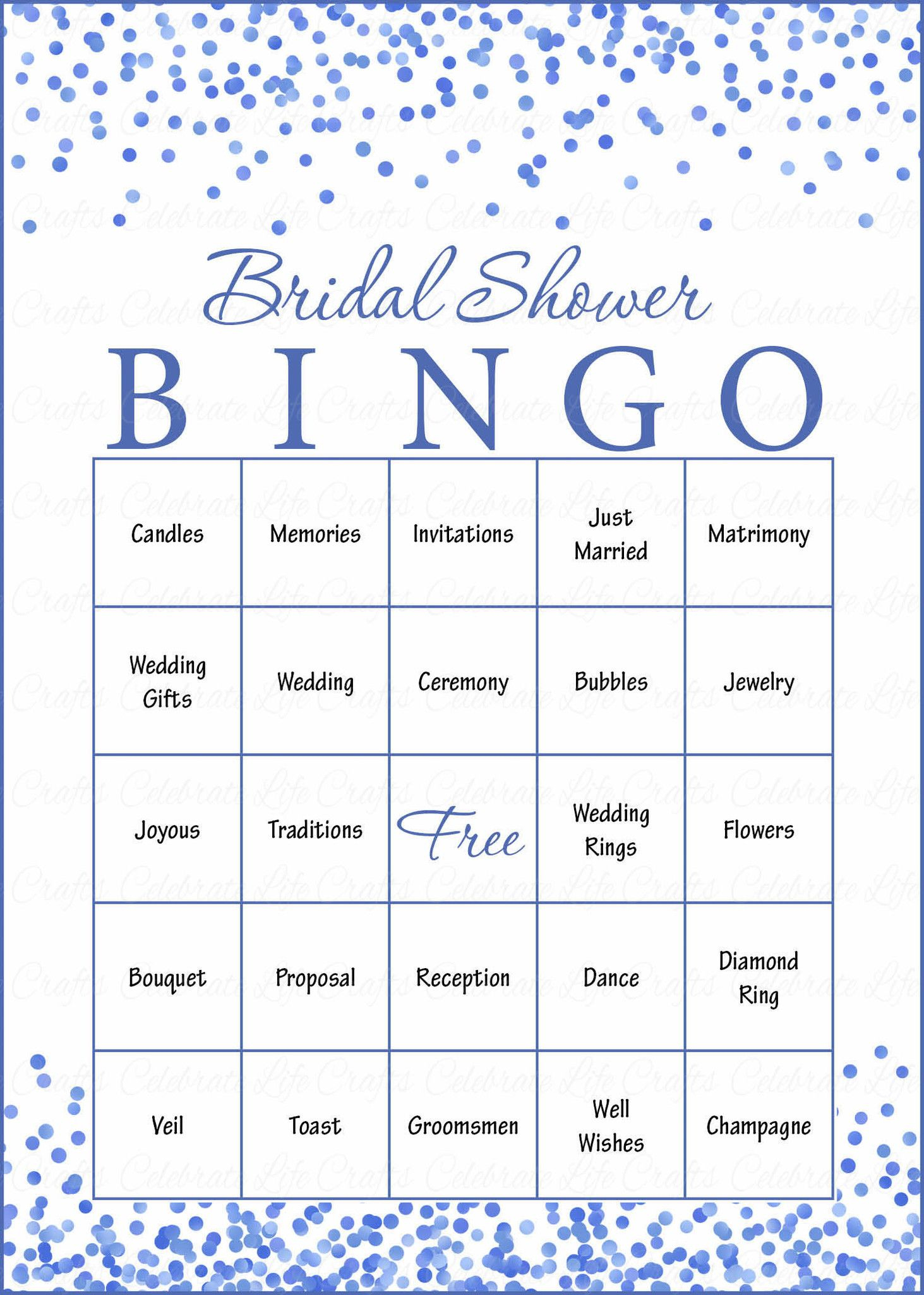 Bridal Bingo Cards Printable Download Prefilled Bridal Shower 