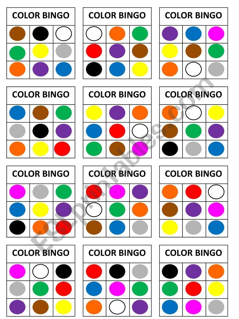 Color Bingo Game Printable Free Printable Worksheet