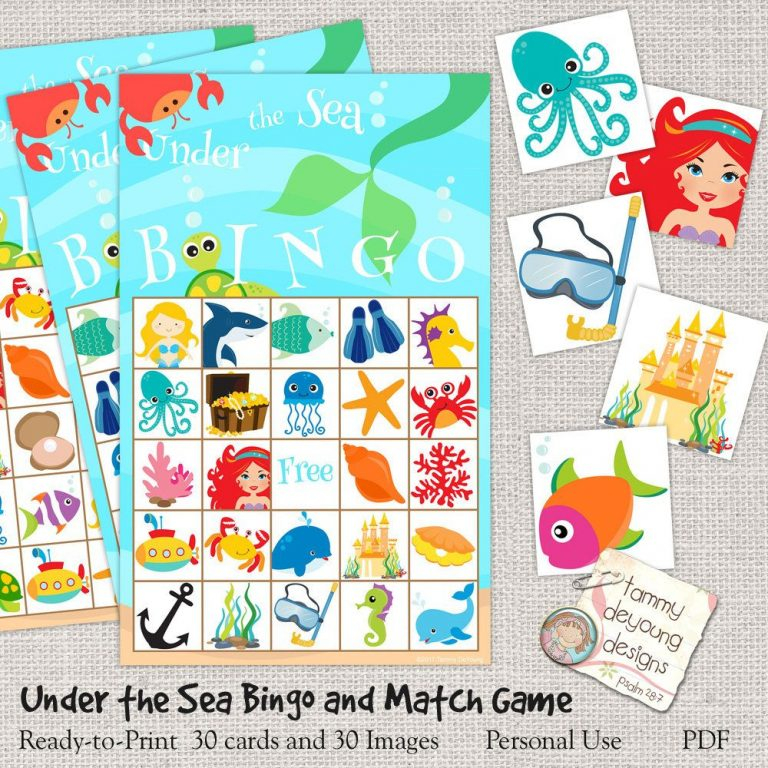 Digital Under The Sea Bingo Printable Mermaid Bingo Ocean Printable 