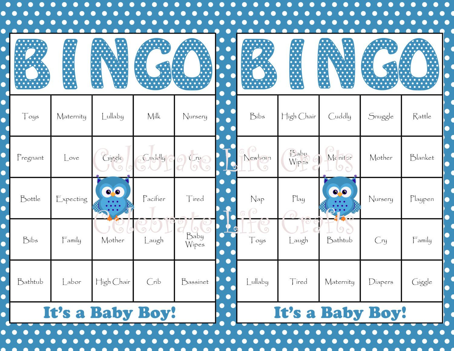 Downloadable 50 Free Printable Baby Bingo Cards