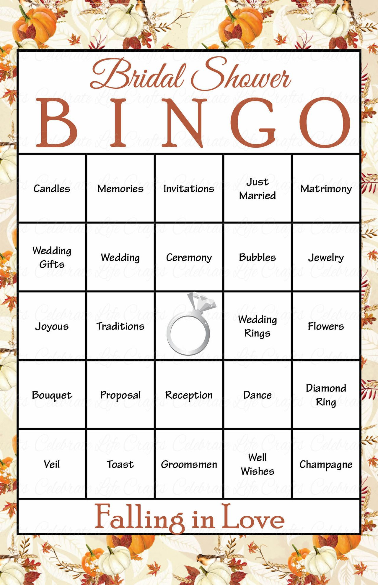 Free Bridal Bingo Template