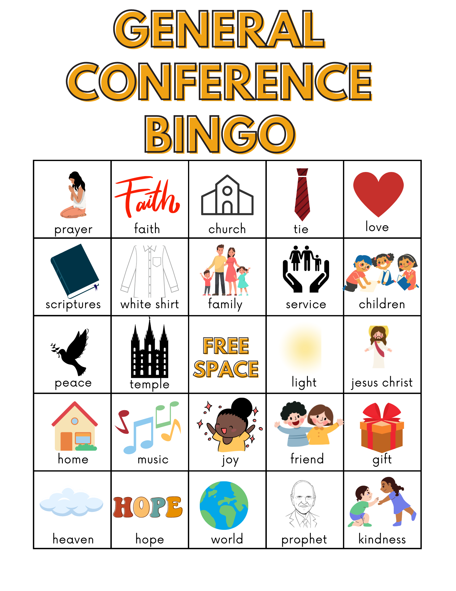 FREE Printable General Conference Bingo Lola Lambchops