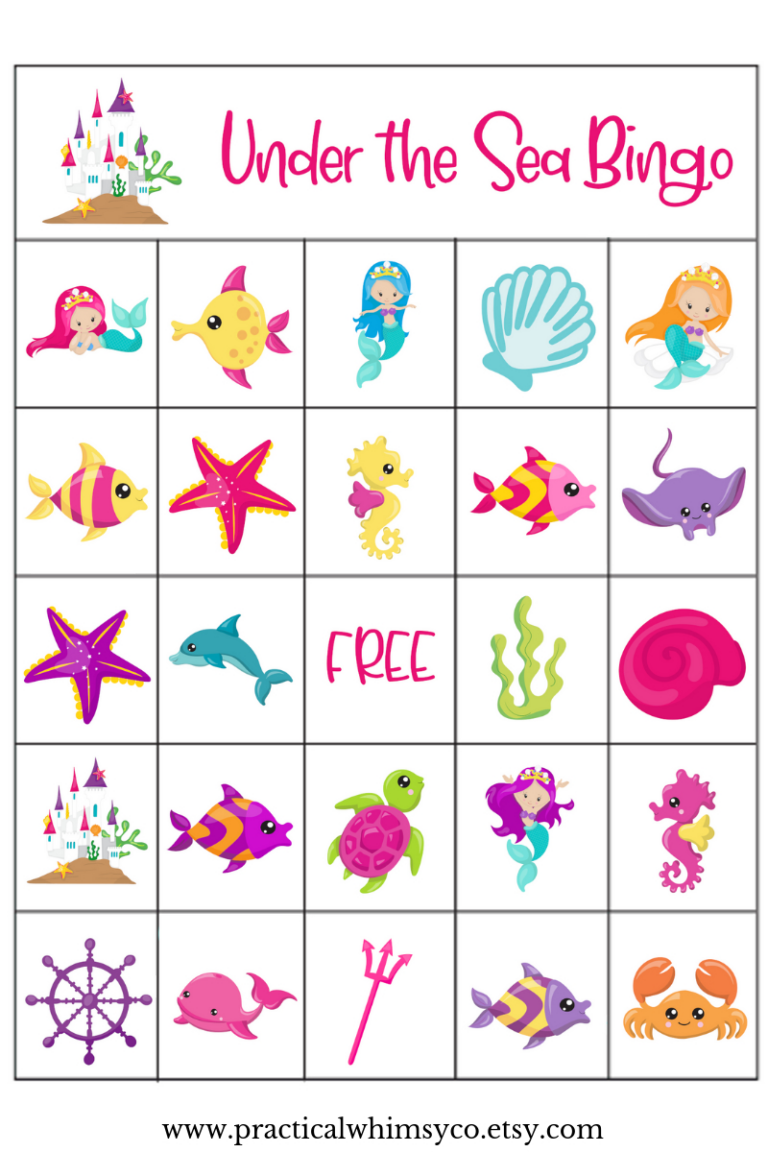 Free Printable Mermaid Bingo Fun Easy Mermaid Party Printable